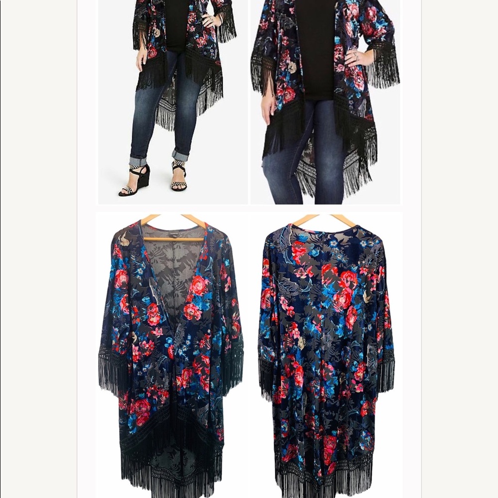 Black floral kimono